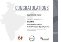 Cummins India has been recognized as a “Silver” employer within the 2020 India Workplace Equality Index