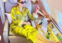 Urvashi Rautela takes luxury to her first class while grooving to Jack Harlow’s music in satin green loungewear.
