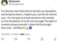 Raj Kundra Shares Cryptic Post: Is He Addressing His Detractors?