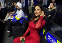 Amiee Misobbah Cheers for Friends and Players at World Padel League Match